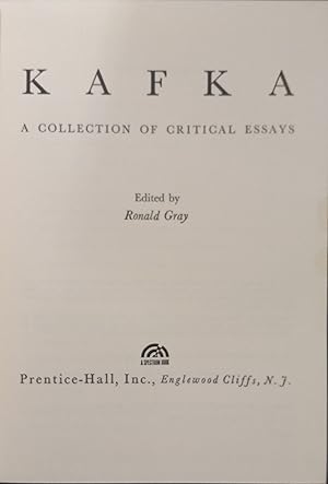 Seller image for Kafka; A Collection of Critical Essays for sale by The Book House, Inc.  - St. Louis