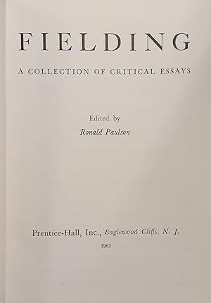 Bild des Verkufers fr Fielding; A Collection of Critical Essays zum Verkauf von The Book House, Inc.  - St. Louis