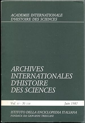 Imagen del vendedor de Archives internationales d'histoire des sciences, Vol. 37, No. 118 (Juin 1987) a la venta por Antikvariat Valentinska