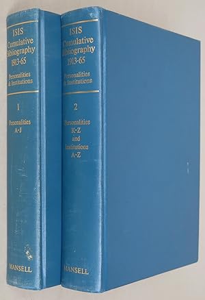 Imagen del vendedor de ISIS Cumulative Bibliography: A Bibliography of the History of Science formed from ISIS Critical Bibliographies 1-90, 1913-65, Volume 1, Part I: Personalities A-J; Volume 2, Part I: Personalities K-Z, Part II: Institutions a la venta por Antikvariat Valentinska