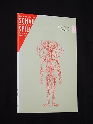 Bild des Verkufers fr Programmbuch 74 Staatstheater Stuttgart, Schauspiel 2001/02. Deutsche Erstauffhrung THYESTES - DER FLUCH DER ATRIDEN nach Seneca von Hugo Claus. Regie: Stephan Kimmig, Bhnenbild: Katja Ha, Kostme: Anja Rabes. Mit Michael Stiller, (Thyestes), Elmar Roloff, Katja Brkle, Ute Hannig, Jan Schreiber, Elisabeth Findeis, Pia Podgornik, Andreas Lichtenberger zum Verkauf von Fast alles Theater! Antiquariat fr die darstellenden Knste