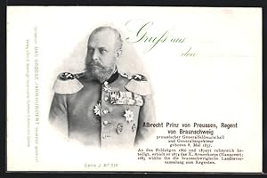 Bild des Verkufers fr Ansichtskarte Albrecht Prinz von Preussen, Regent von Braunschweig, preuss. Generalfeldmarschall, Generalinspekteur zum Verkauf von Bartko-Reher