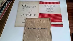 Seller image for Three Virtuoso Pieces for the Piano; Toccata by Widor, Scherzo by Litolff and Doctor Gradus Ad Parnassum by Debussy. for sale by Goldstone Rare Books