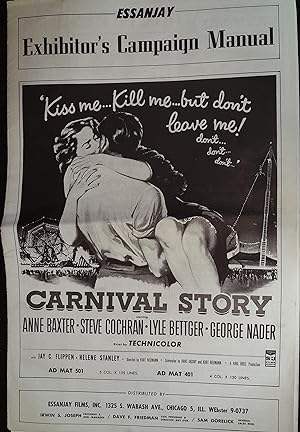 Bild des Verkufers fr Carnival Story Pressbook 1954 Anne Baxter, Steve Cochran, Lyle Bettger zum Verkauf von AcornBooksNH