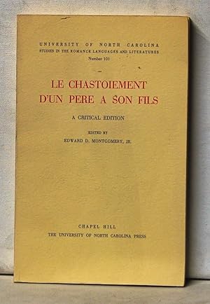Le Chastoiement d'un Pere a Son Fils. A Critical Edition