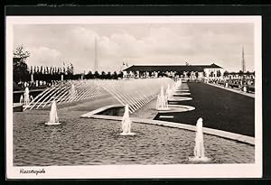 Bild des Verkufers fr Ansichtskarte Dsseldorf-Schlageterstadt, Grosse Reichsausstellung Schaffendes Volk 1937, Wasserspiele zum Verkauf von Bartko-Reher