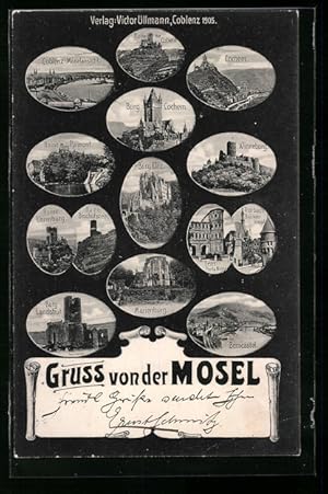 Bild des Verkufers fr Ansichtskarte Cochem / Mosel, Gesamtansicht, Burg, Ansichten von Berncastel, Trier und Coblenz zum Verkauf von Bartko-Reher