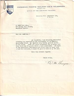 Organization and development of [Canadian] Western Association Press, typewritten memorandum.