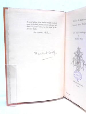 Bild des Verkufers fr Sonnets Pour Helene zum Verkauf von World of Rare Books
