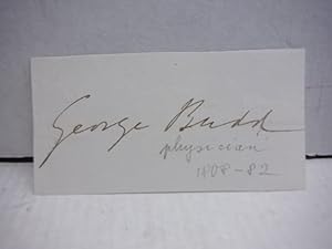 Seller image for Autograph of George Budd M.D for sale by Imperial Books and Collectibles