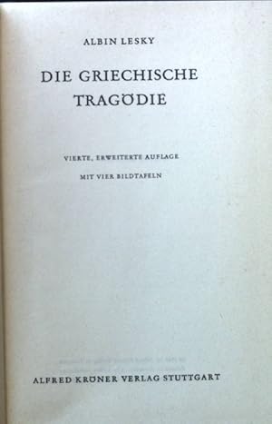 Bild des Verkufers fr Die griechische Tragdie. Krners Taschenausgabe ; Bd. 143 zum Verkauf von books4less (Versandantiquariat Petra Gros GmbH & Co. KG)