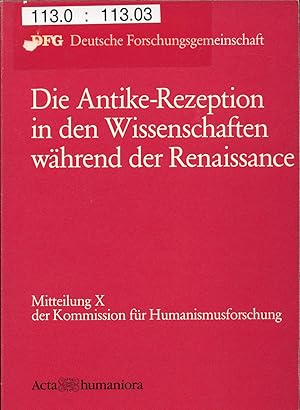 Immagine del venditore per Die Antike-Rezeption in den Wissenschaften whrend der Renaissance venduto da avelibro OHG