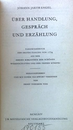 Seller image for ber Handlung, Gesprch und Erzhlung. for sale by books4less (Versandantiquariat Petra Gros GmbH & Co. KG)