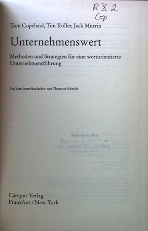 Seller image for Unternehmenswert : Methoden und Strategien fr eine wertorientierte Unternehmensfhrung. for sale by books4less (Versandantiquariat Petra Gros GmbH & Co. KG)