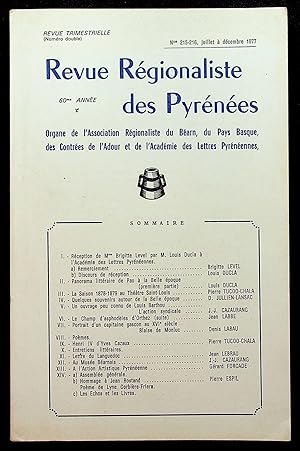 Image du vendeur pour Revue Rgionaliste des Pyrnes n215-216 juillet  dcembre 1977 mis en vente par LibrairieLaLettre2