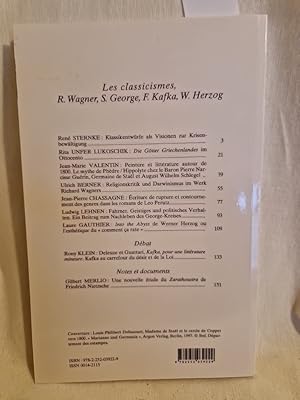 Études Germaniques, 69 année, numéro 1 (Janvier-Mars 2014): Les classicismes, R. Wagner, S. Georg...