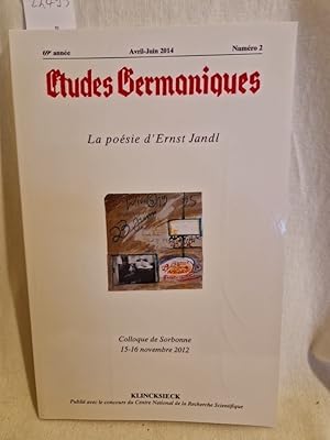 Études Germaniques, 69 année, numéro 2 (Avril-Juin 2014): La poésie d'Ernst Jandl - Colloque de S...