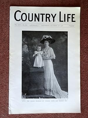 Bild des Verkufers fr Country Life. No 613. 3rd October 1908, H.R.H The Crown Princess of Sweden with Her Second Son. Wolterton Hall Norfolk, The Seat of the Earl of Orford, The Sandwich Tern, On the Green (golf), zum Verkauf von Tony Hutchinson