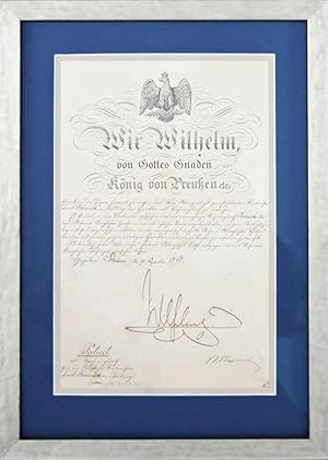 Handschriftliche Auszeichnung auf königlichem Briefpapier für Karl Froesick, Briefkopf gedruckt u...
