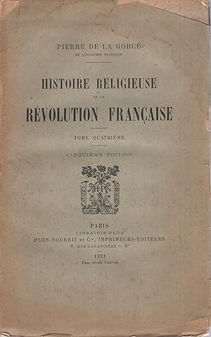 Bild des Verkufers fr Histoire religieuse de la rvolution franaise. 4 zum Verkauf von PRISCA