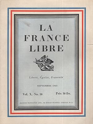 Imagen del vendedor de France libre; libert, galit, fraternit. VOL X N 58 a la venta por PRISCA