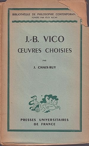 Bild des Verkufers fr Bibliothque de Philosophie Contemporaine. - J.-B. Vico. Oeuvres choisies. zum Verkauf von PRISCA