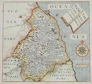 Antique Map NORTHUMBERLAND, Saxton & Hole, Camden Original 1637