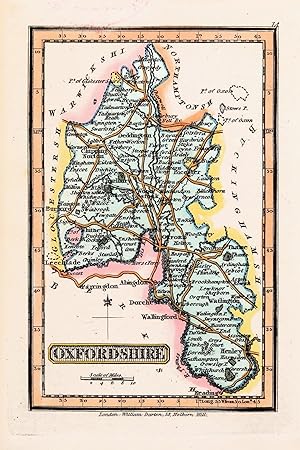 Antique Map OXFORDSHIRE, Darton Original Hand Coloured Miniature c1822