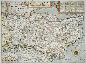 Antique Map KENT, CANTIUM, John Norden & William Kip, Camden original 1637