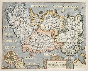 IRELAND, G.Mercator, C.Saxton, W.Hole, W.Camden original antique map 1637