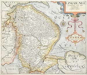 Antique Map LINCOLNSHIRE, Saxton & Kip, Camden original 1637