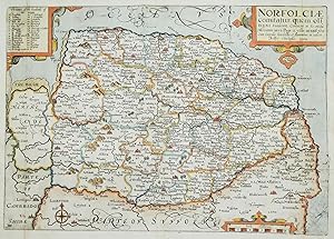 Antique Map NORFOLK, Saxton & Kip, Camden Original 1637