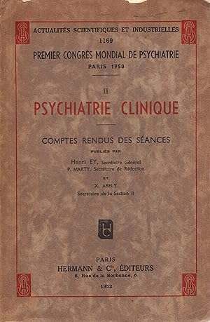 Bild des Verkufers fr Comptes rendus des sances / 2, Psychiatrie clinique : comptes rendus des sances / Henri Ey. zum Verkauf von PRISCA