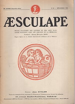 Image du vendeur pour Aesculape. - Revue illustre des Lettres et des Arts dans leurs rapports avec les Sciences et la Mdecine. - 32 Anne - N 12 mis en vente par PRISCA