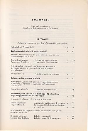 Imagen del vendedor de Psiche. Rivista di Cultura Psicoanalitica. - La felicit : Puo essere considerata uno degli obiettivi della psicoanalisi ? - Anno VI, N 2, Luglio/Dicembre 1998 a la venta por PRISCA