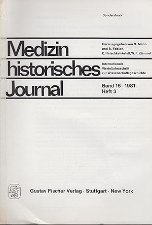 Seller image for Medizin historisches Journal - Band 16 - Heft 3 - 1981 - Sonderdruck : The first Latin treatise on horse medicine and its author Pelagonius Saloninus. for sale by PRISCA