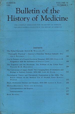 Seller image for Bulletin of the History of Medicine. - Volume 54 - N 2 for sale by PRISCA