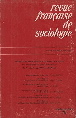 Bild des Verkufers fr Revue franaise de sociologie. - XXII - 3. zum Verkauf von PRISCA