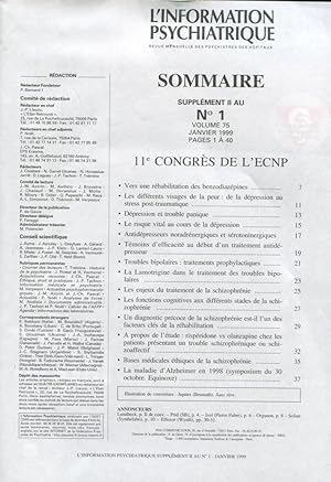 Seller image for L'Information Psychiatrique. - Revue mensuelle des Psychiatres des Hpitaux. - Supplment II au N 1 - Volume 75 - En parallle au. 11 Congrs de l'ECNP. for sale by PRISCA