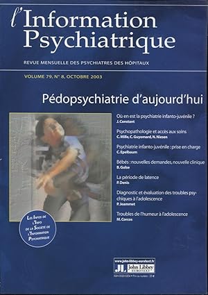 Imagen del vendedor de L'Information Psychiatrique. - Revue mensuelle des Psychiatres des Hpitaux. - Volume 79 - N 8 - Octobre 2003 - Pdopsychiatrie d'aujourd'hui. a la venta por PRISCA