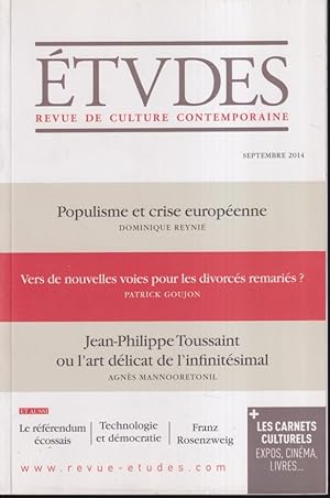 Imagen del vendedor de tudes. - Revue de culture contemporaine. - N 4208 - 158 Anne. a la venta por PRISCA