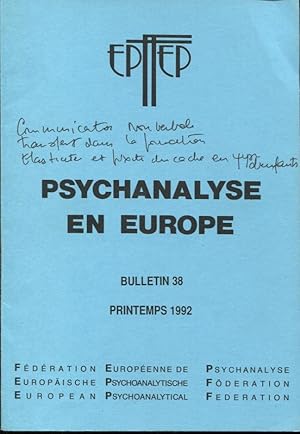 Immagine del venditore per Psychanalyse en Europe. - Bulletin 38 - Printemps 1992 venduto da PRISCA