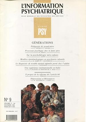 Seller image for L'Information Psychiatrique. - Revue Mensuelle des Psychiatres des Hpitaux. - N 9 - Volume 71 - Novembre 1995 - Gnrations. for sale by PRISCA