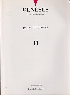 Bild des Verkufers fr Genses. Sciences sociales et histoire. - N 11 - Patrie, patrimoines zum Verkauf von PRISCA