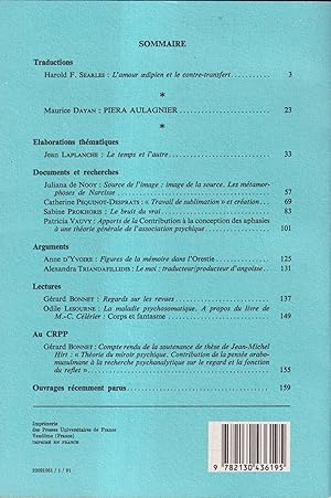 Seller image for Psychanalyse  l'Universit. - Tome 16 - N 61 - Janvier 1991 for sale by PRISCA