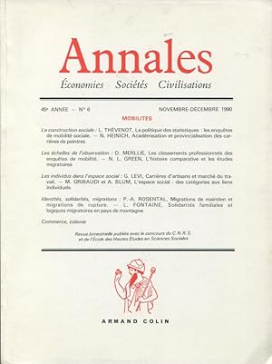 Seller image for Annales : conomies, Socits, Civilisations. - 45 Anne - N 6 - Nov./Dc. 1990 - Mobilits. for sale by PRISCA