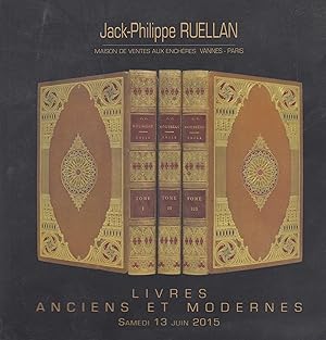 Image du vendeur pour Jack-Philippe Ruellan - Maison de ventes aux enchres - Vannes-Paris - Livres Anciens et Modernes - Samedi 13 Juin 2015  14h30. - Belle Bibliothque Romantique d'un mateur. mis en vente par PRISCA