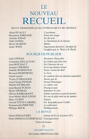 Seller image for Le Nouveau Recueil, n 57, dcembre 2000-fvrier 2001 for sale by PRISCA