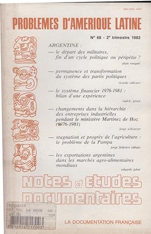 Bild des Verkufers fr Problmes d'Amrique Latine - N 68 - Notes & tudes Documentaires zum Verkauf von PRISCA