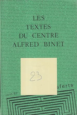 Bild des Verkufers fr Les Textes du Centre Alfred Binet. - Transferts. zum Verkauf von PRISCA